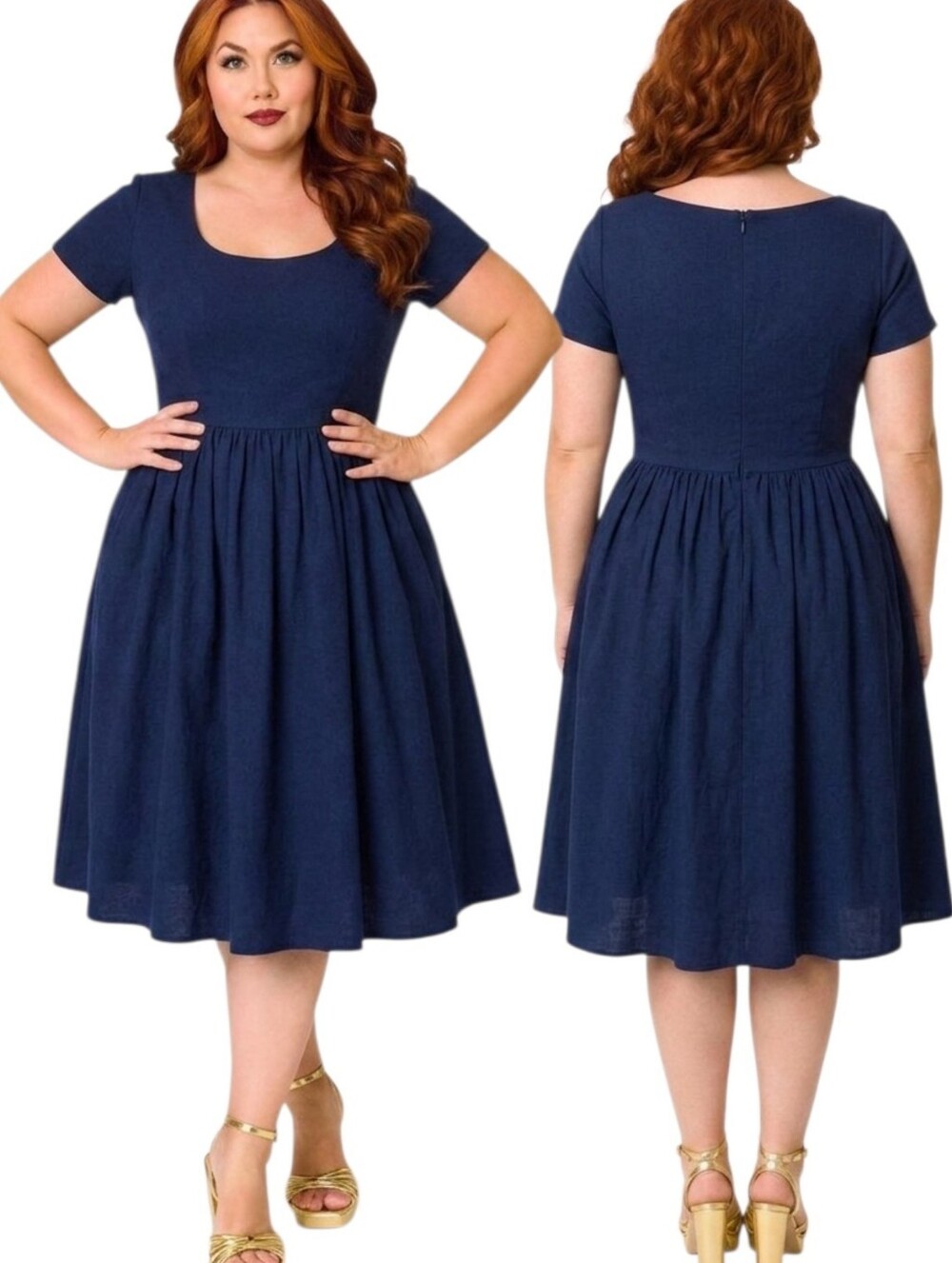 GAL MEETS GLAM Annie Scoop Neck Fit & Flare Dress - Size 18